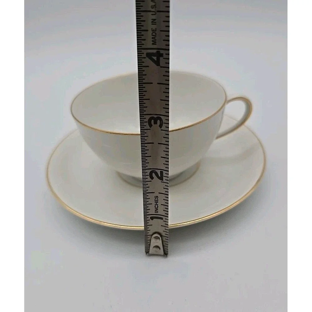 Thomas R Germany Porcelain Cup & Saucer Set White w Gold Trim